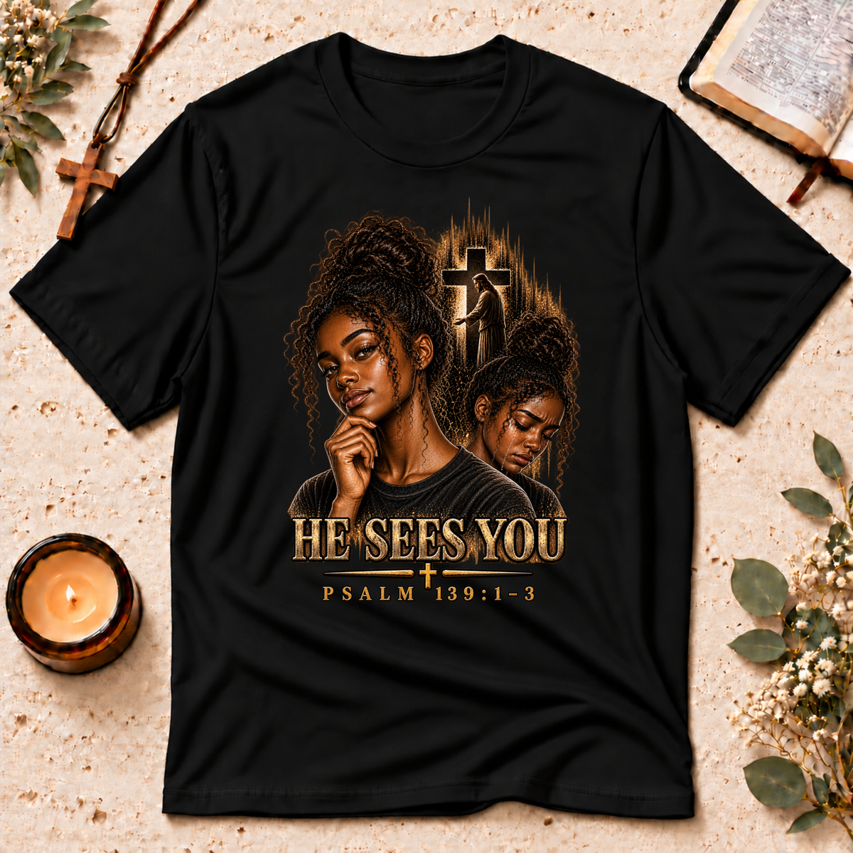 Psalm 139:1–3 Black Christian Mental Health T-Shirt Breaking Bread Designs