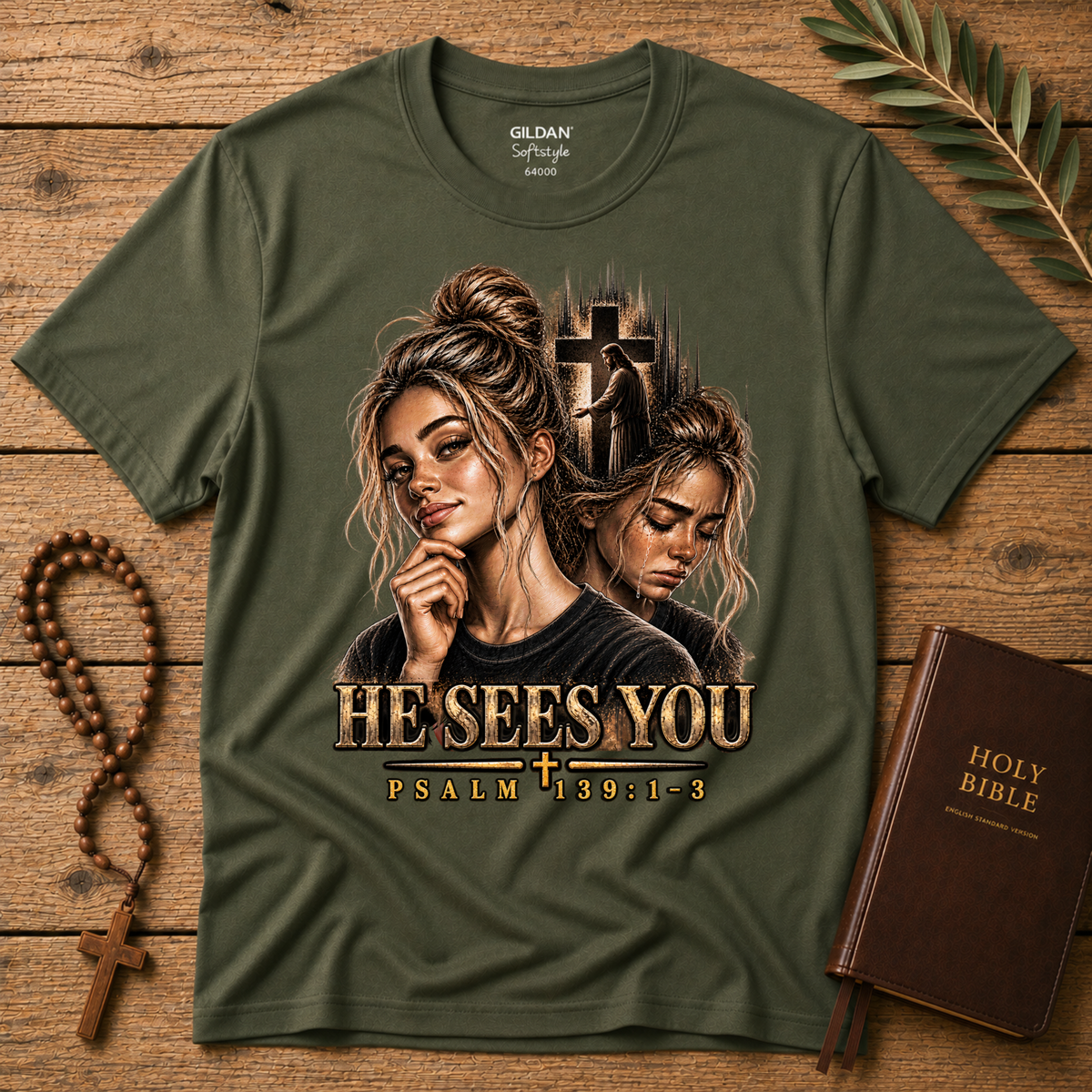 He Sees You Psalm 139:1–3 Christian T-Shirt | Mental Health Christian Apparel Breaking Bread Designs