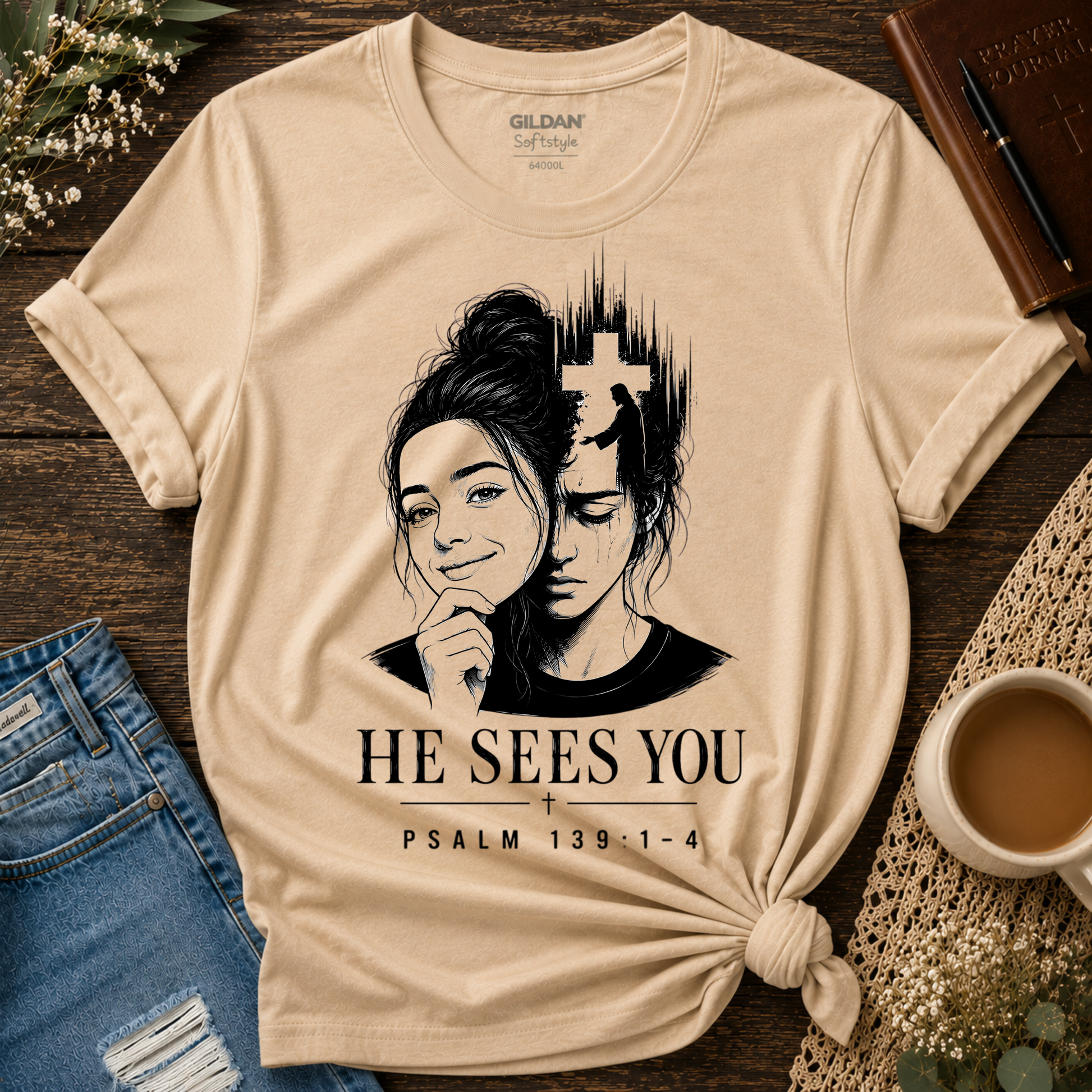 He Sees You Psalm 139 T-Shirt | Christian Encouragement Shirt Printify