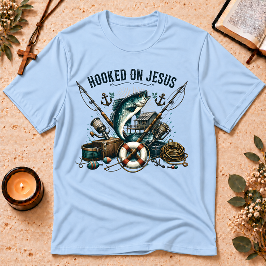 Hooked on Jesus Christian Fishing T-Shirt Breaking Bread Designs
