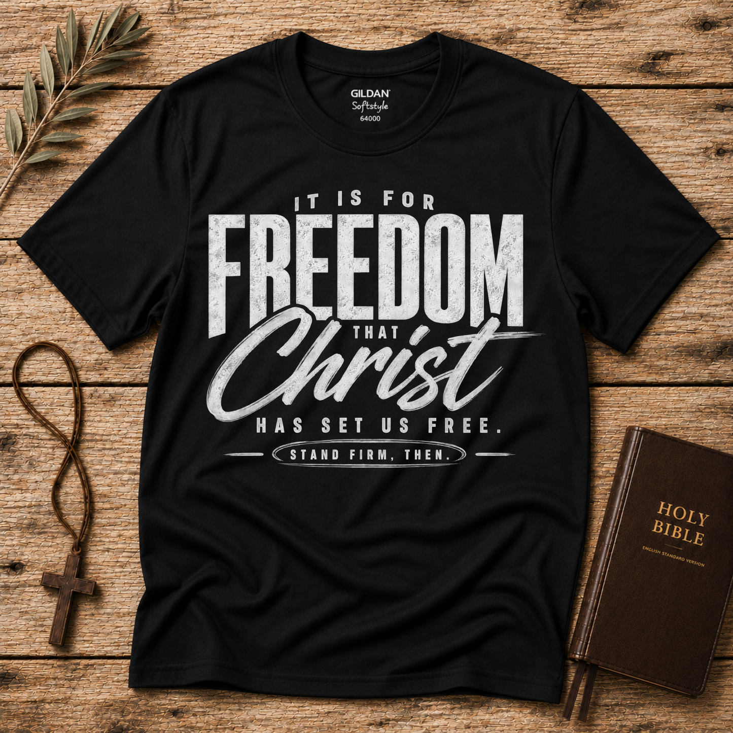 Christ Has Set Us Free Christian T-Shirt | Galatians 5:1 Breaking Bread Designs