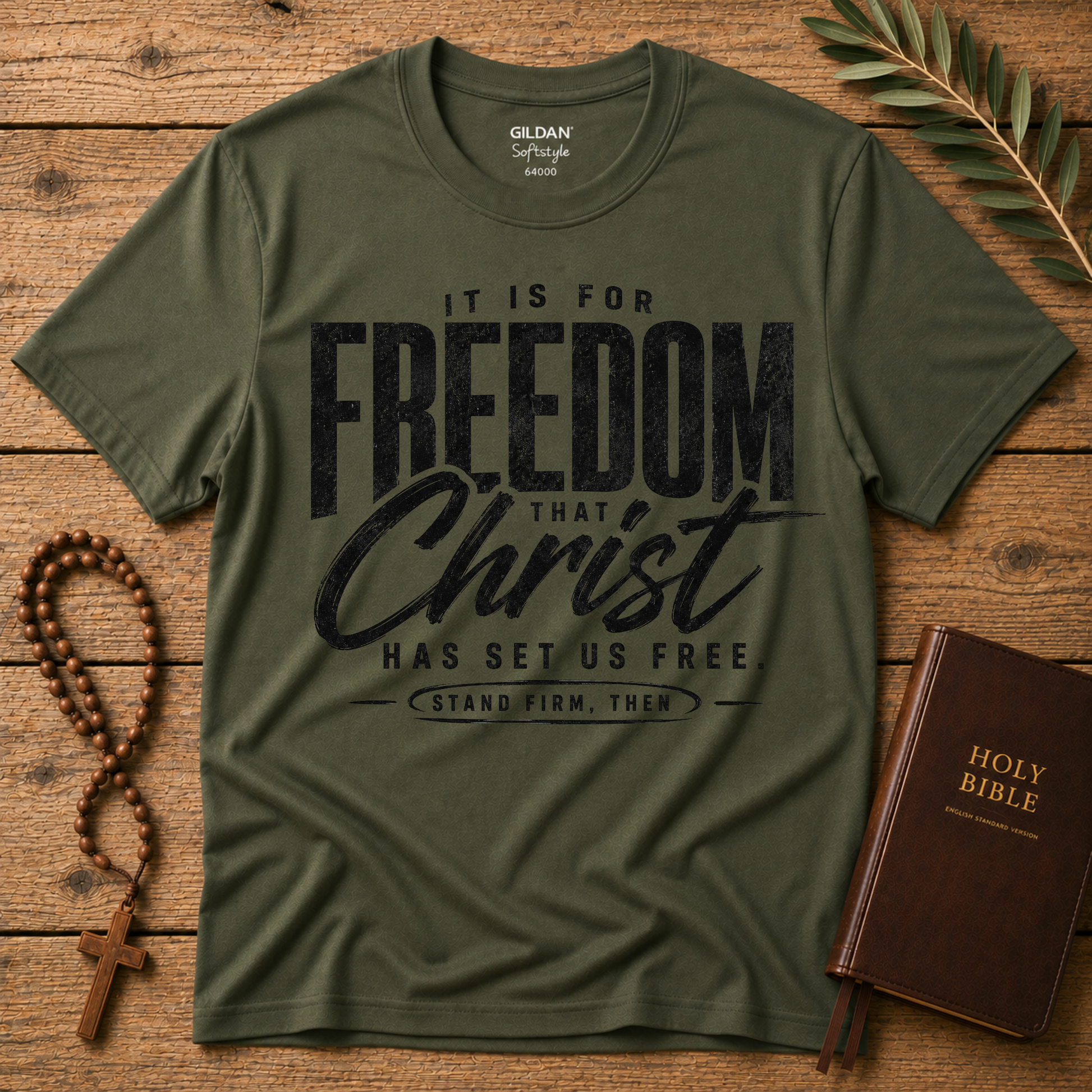 Christ Has Set Us Free Christian T-Shirt | Galatians 5:1 Breaking Bread Designs
