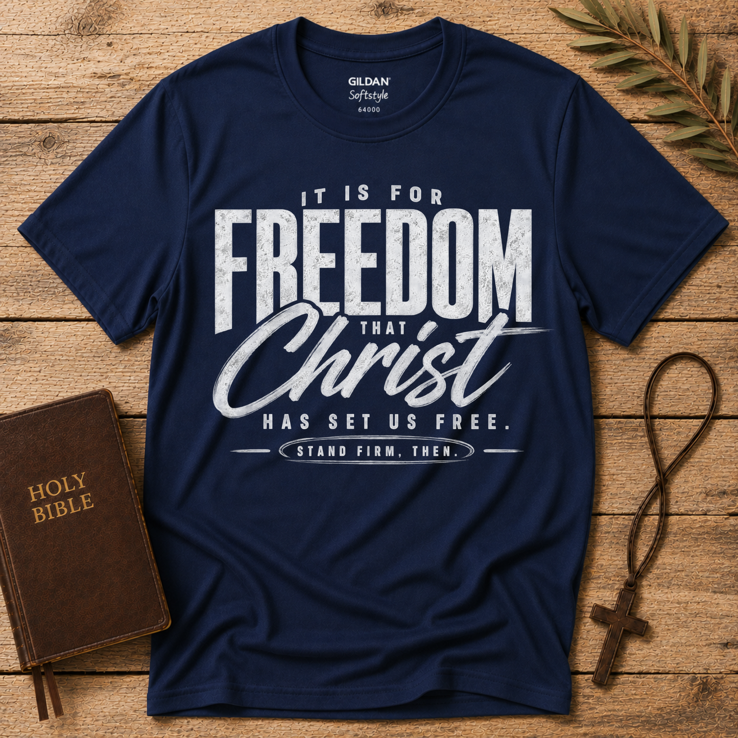 Christ Has Set Us Free Christian T-Shirt | Galatians 5:1 Breaking Bread Designs