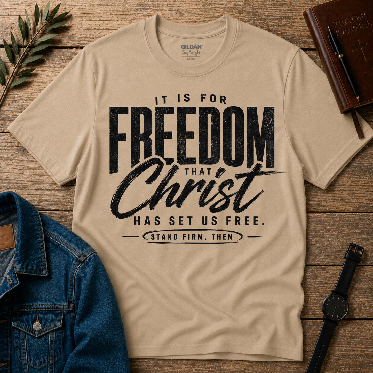 Christ Has Set Us Free Christian T-Shirt | Galatians 5:1 Breaking Bread Designs