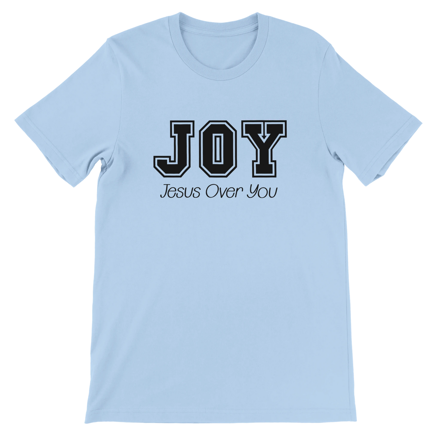 JOY Jesus Over You Varsity Text Design T-Shirt – Christian Minimalist Tee - Breaking Bread Designs