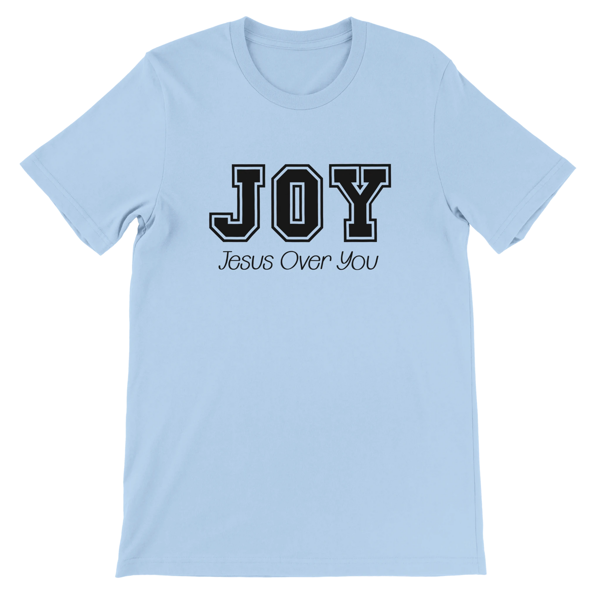 JOY Jesus Over You Varsity Text Design T-Shirt – Christian Minimalist Tee - Breaking Bread Designs