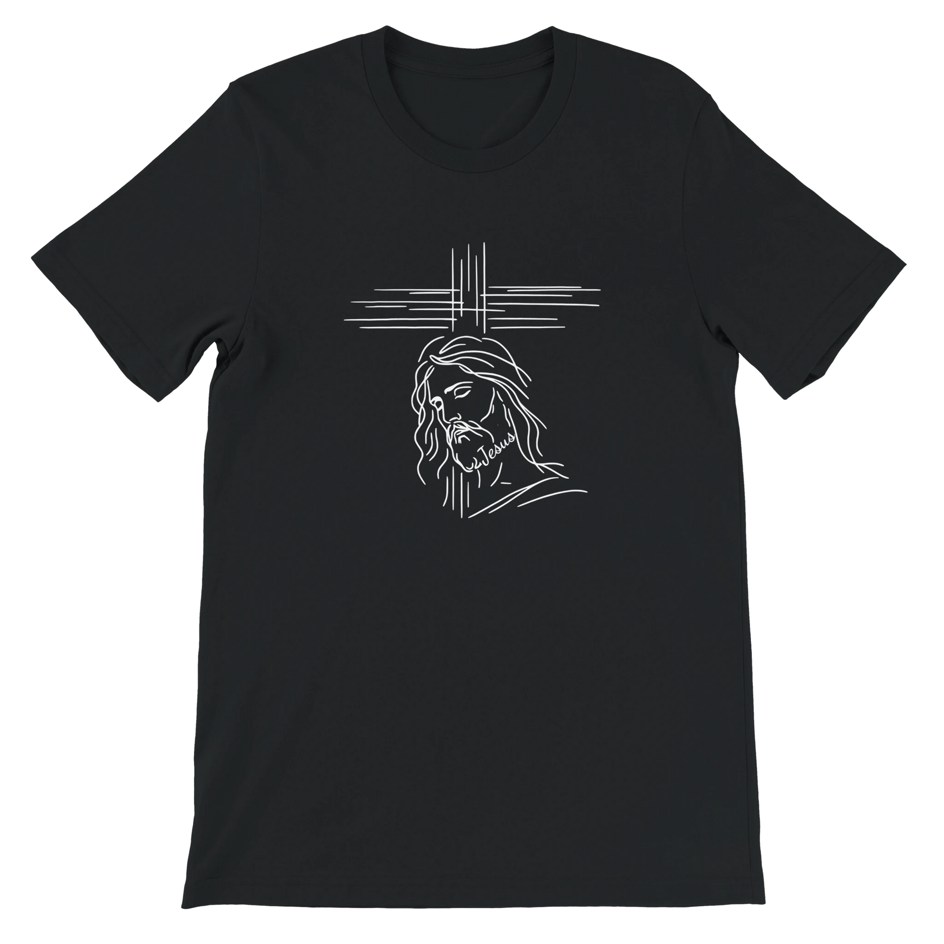Christian Minimalist Jesus Line Art Graphic Design Black T-Shirt – Unisex Fit - Breaking Bread Designs