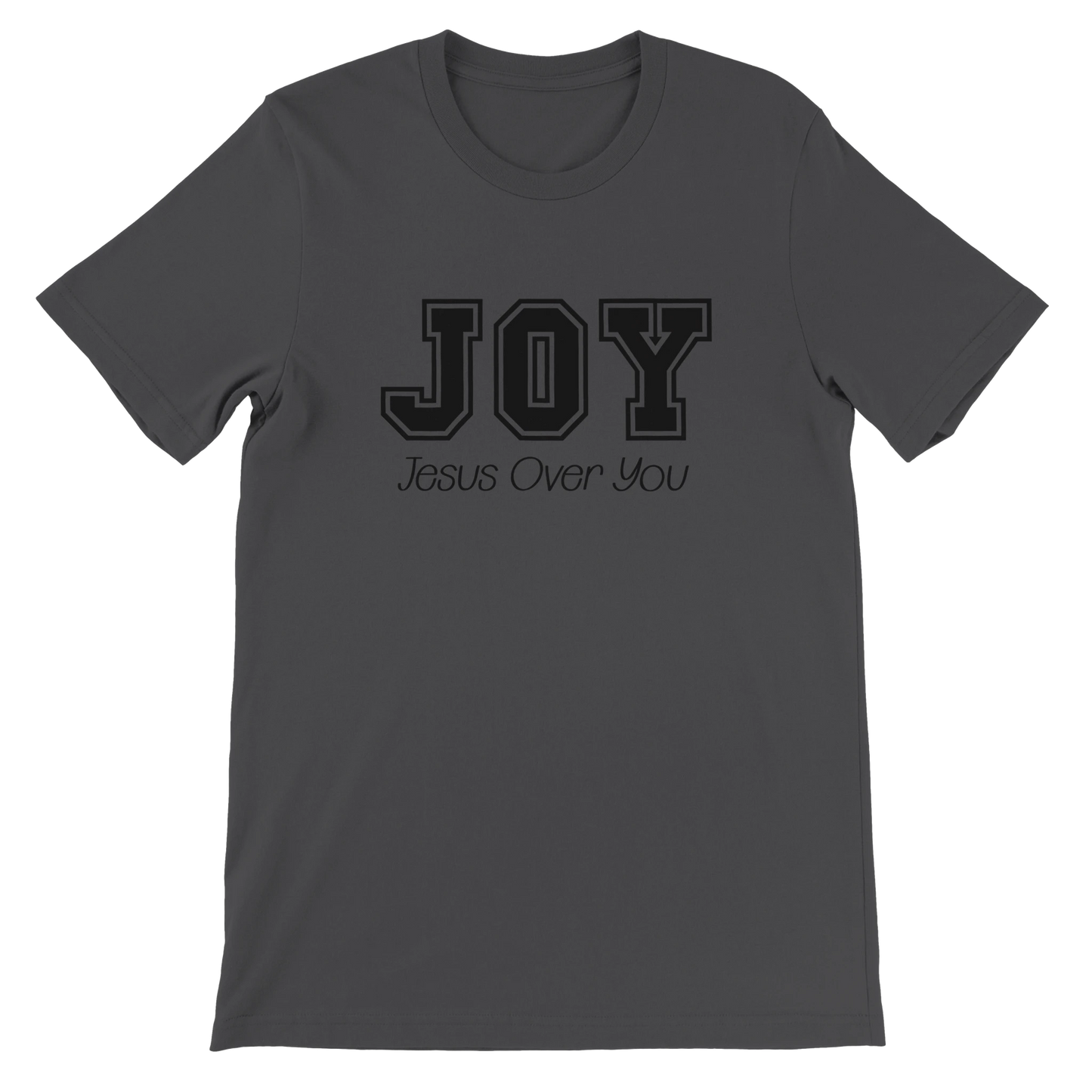 JOY Jesus Over You Varsity Text Design T-Shirt – Christian Minimalist Tee - Breaking Bread Designs