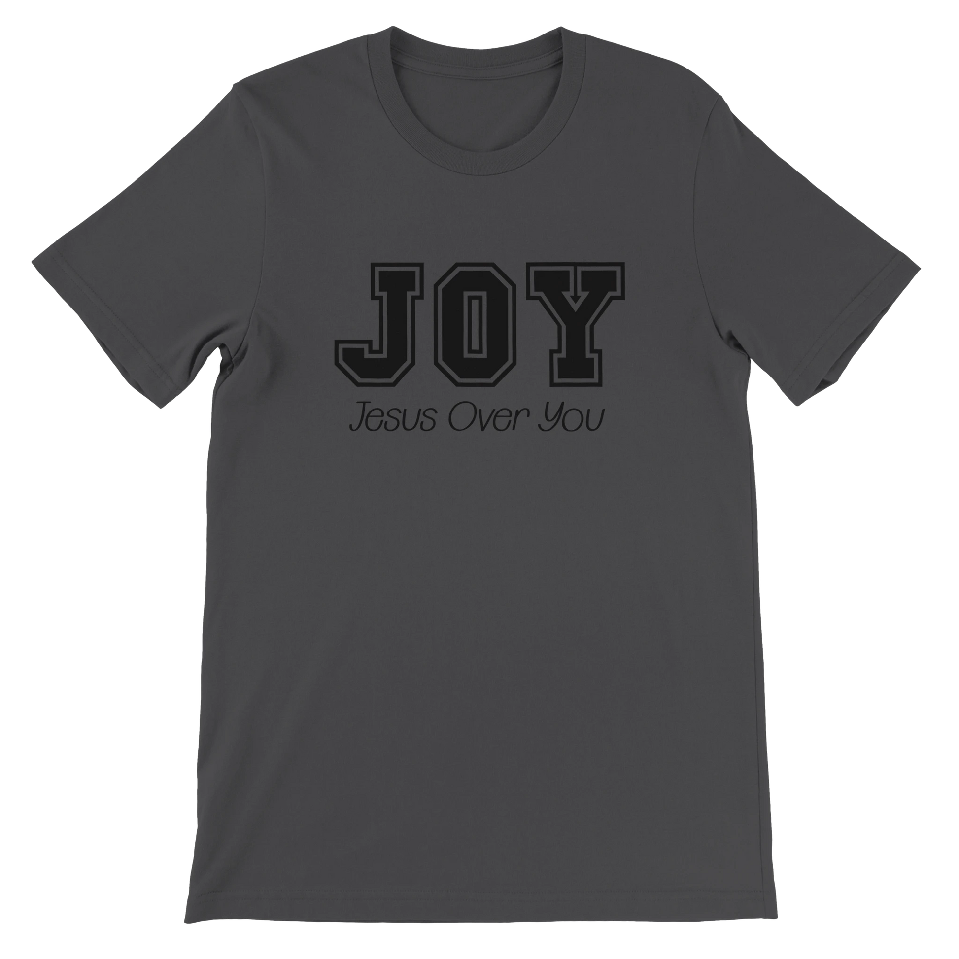JOY Jesus Over You Varsity Text Design T-Shirt – Christian Minimalist Tee - Breaking Bread Designs
