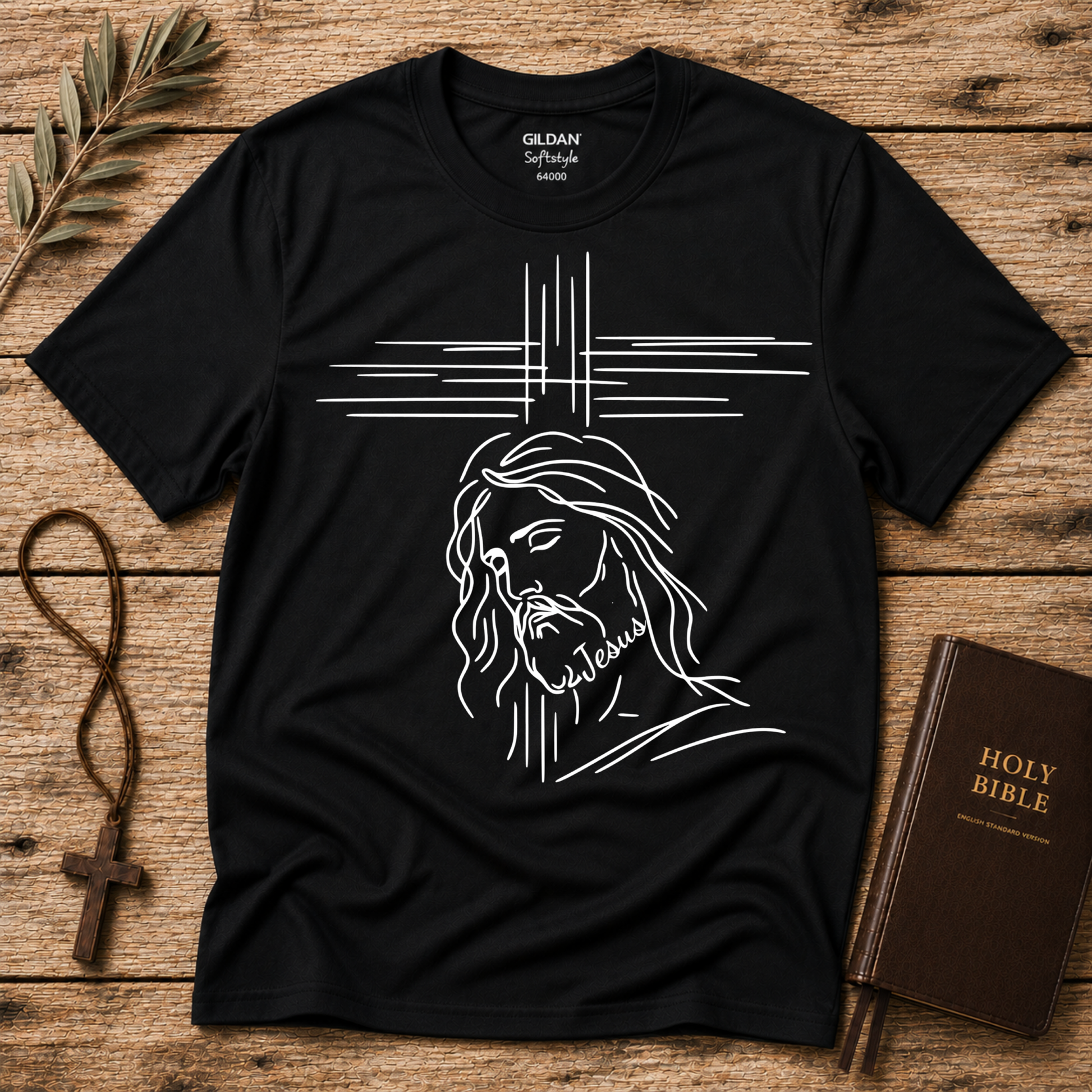 Jesus Line Art Christian T-Shirt | Minimalist Faith Graphic Tee Breaking Bread Designs