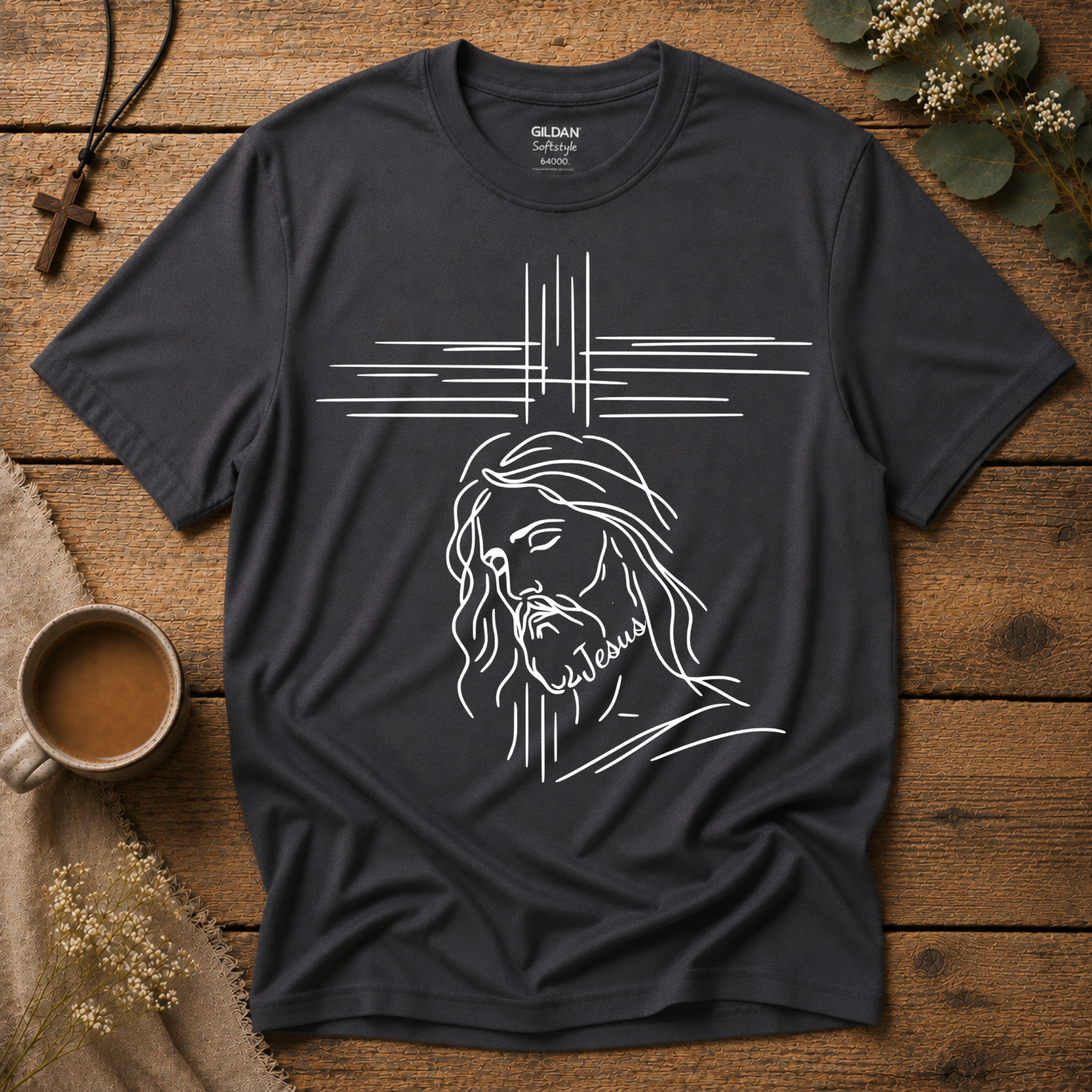 Jesus Line Art Christian T-Shirt | Minimalist Faith Graphic Tee Breaking Bread Designs