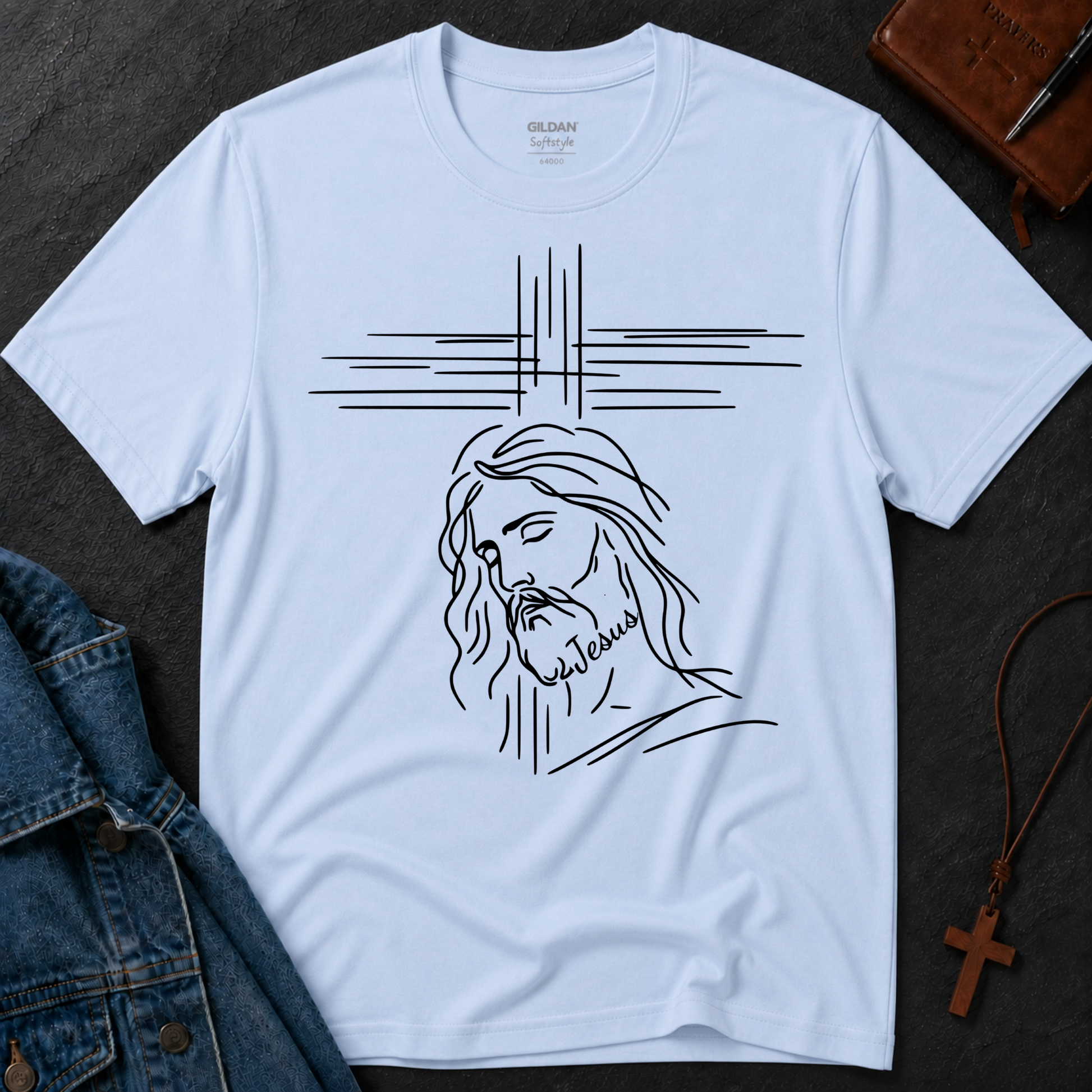Jesus Line Art Christian T-Shirt | Minimalist Faith Graphic Tee Breaking Bread Designs