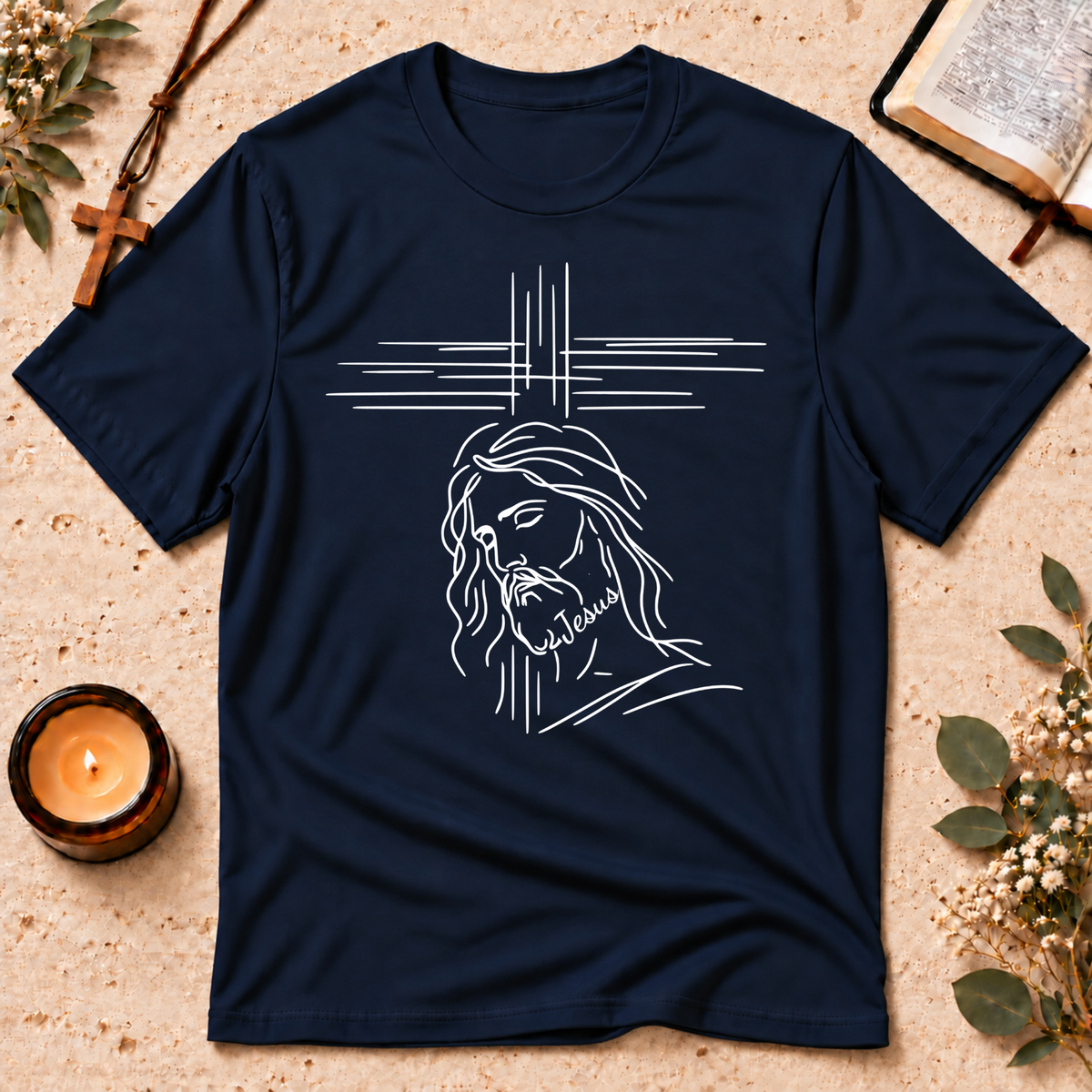 Jesus Line Art Christian T-Shirt | Minimalist Faith Graphic Tee Breaking Bread Designs