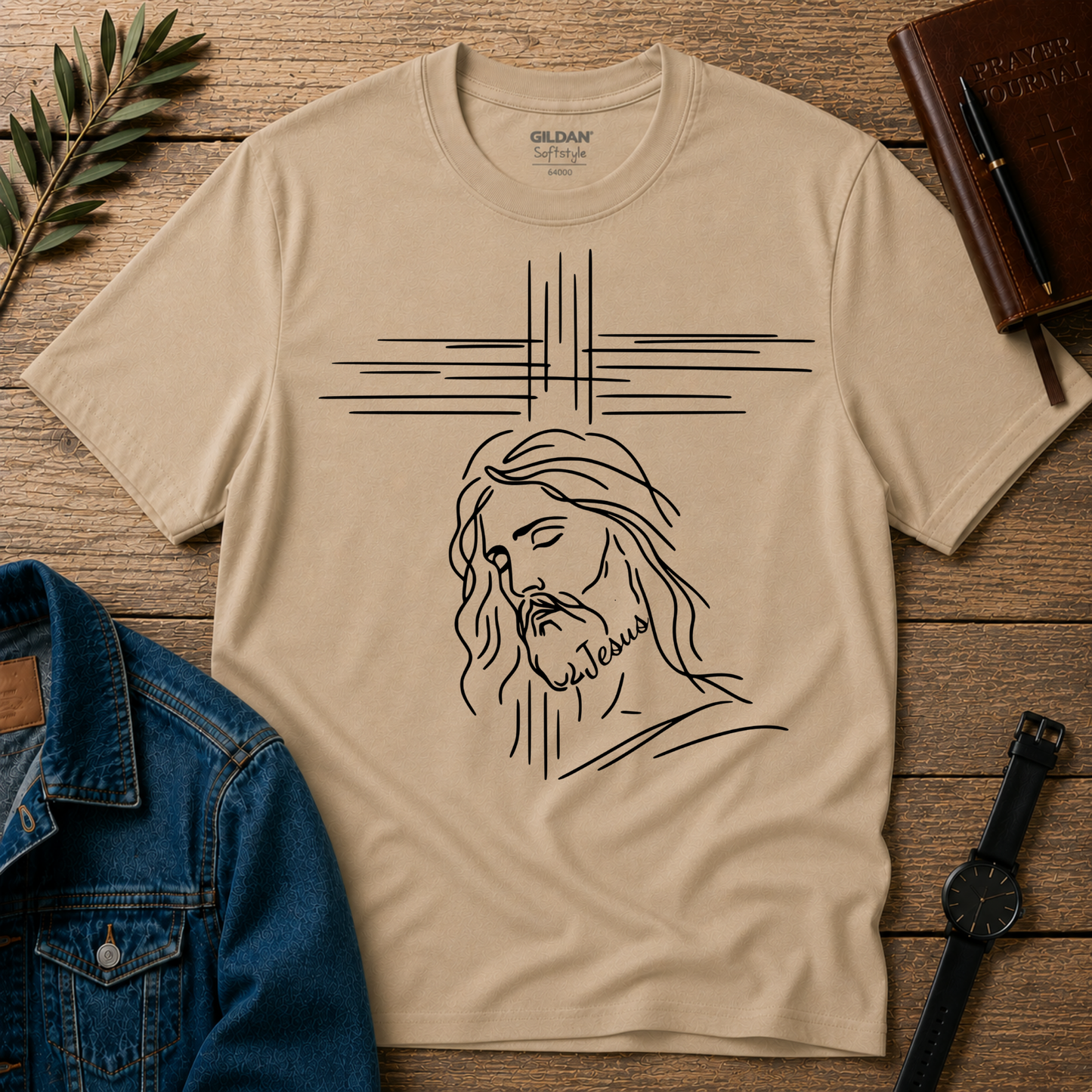Jesus Line Art Christian T-Shirt | Minimalist Faith Graphic Tee Breaking Bread Designs