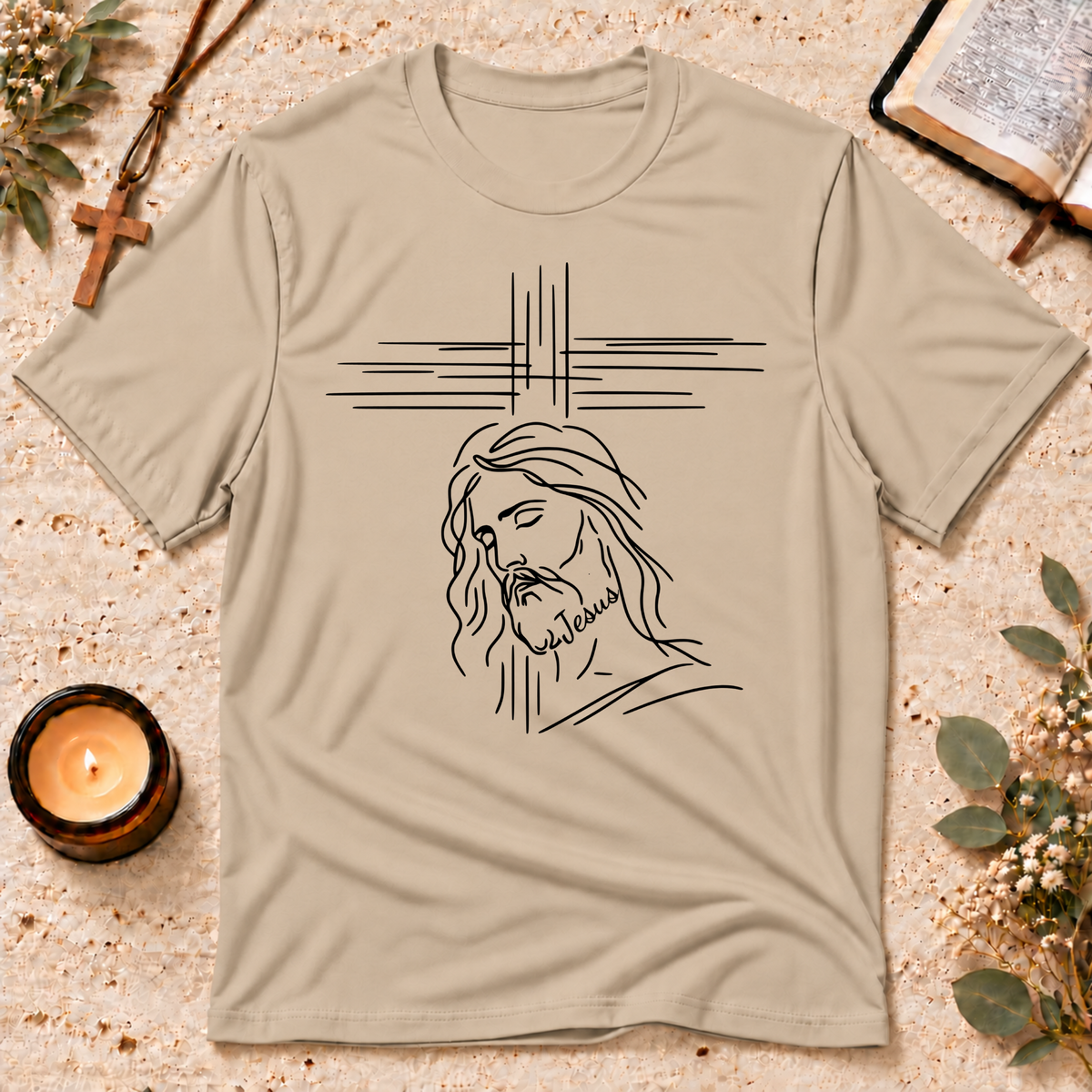 Jesus Line Art Christian T-Shirt | Minimalist Faith Graphic Tee Breaking Bread Designs