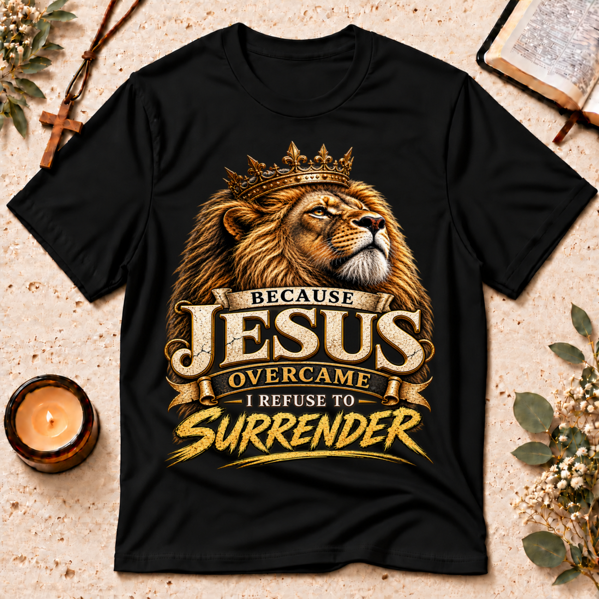 Jesus Overcame Lion Of Judah Christian T-Shirt Breaking Bread Designs