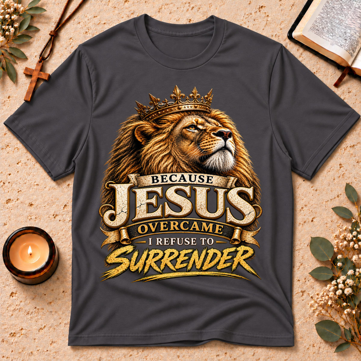 Jesus Overcame Lion Of Judah Christian T-Shirt Breaking Bread Designs