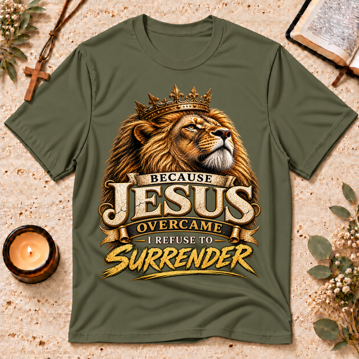Jesus Overcame Lion Of Judah Christian T-Shirt Breaking Bread Designs
