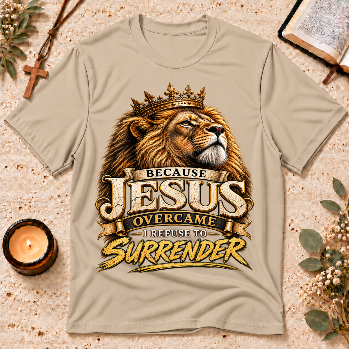 Jesus Overcame Lion Of Judah Christian T-Shirt Breaking Bread Designs
