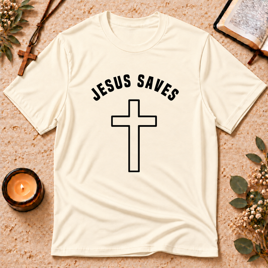 Jesus Saves Cross Christian T-Shirt Breaking Bread Designs