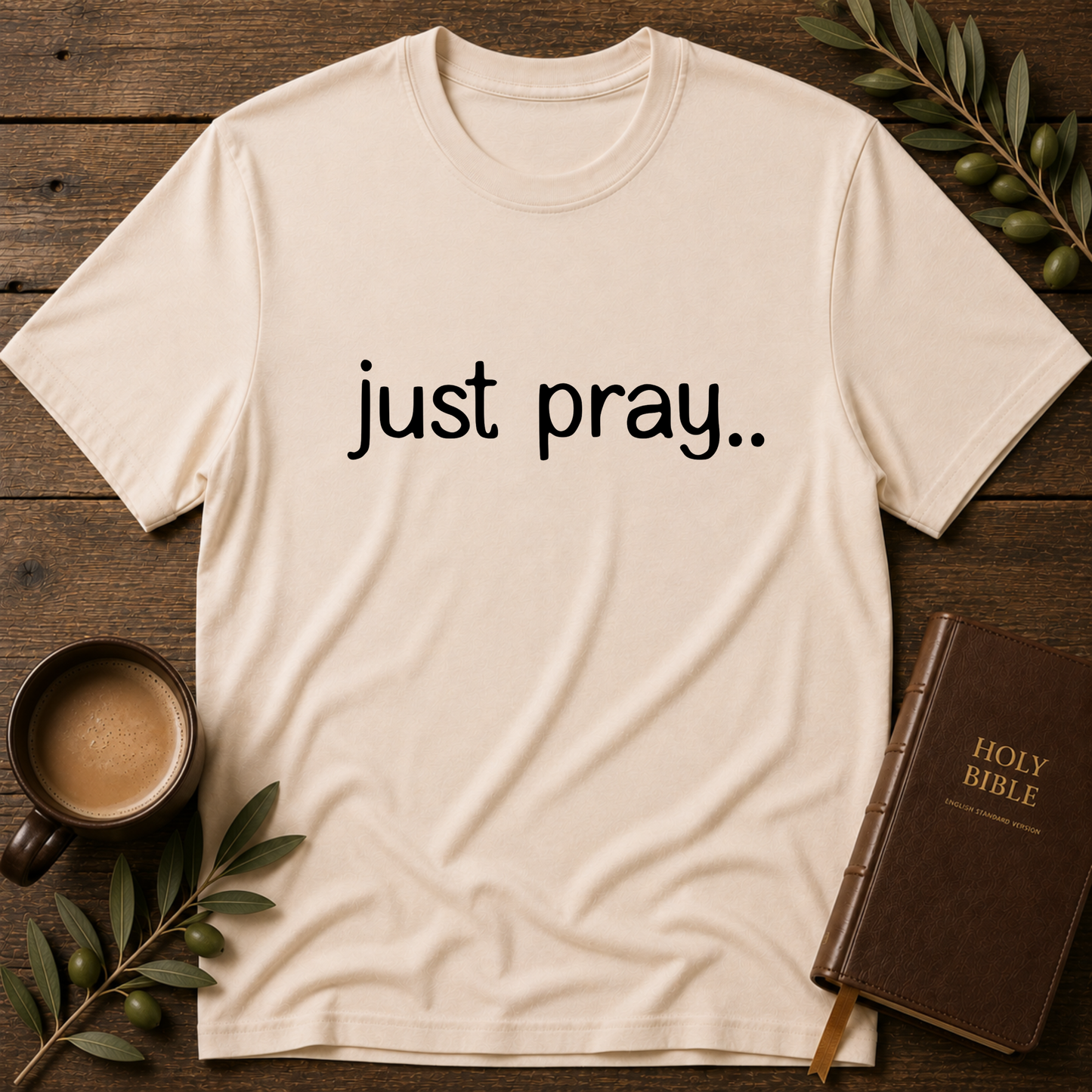 Just Pray Christian T-Shirt | Minimalist Faith Shirt for Everyday Encouragement Breaking Bread Designs