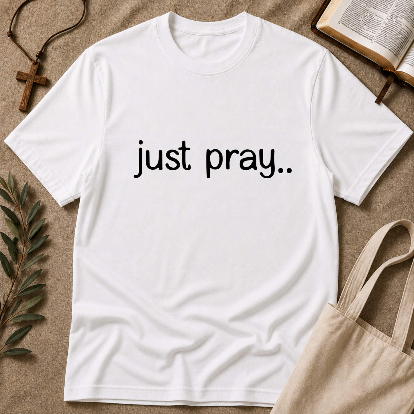 Just Pray Christian T-Shirt | Minimalist Faith Shirt for Everyday Encouragement Breaking Bread Designs