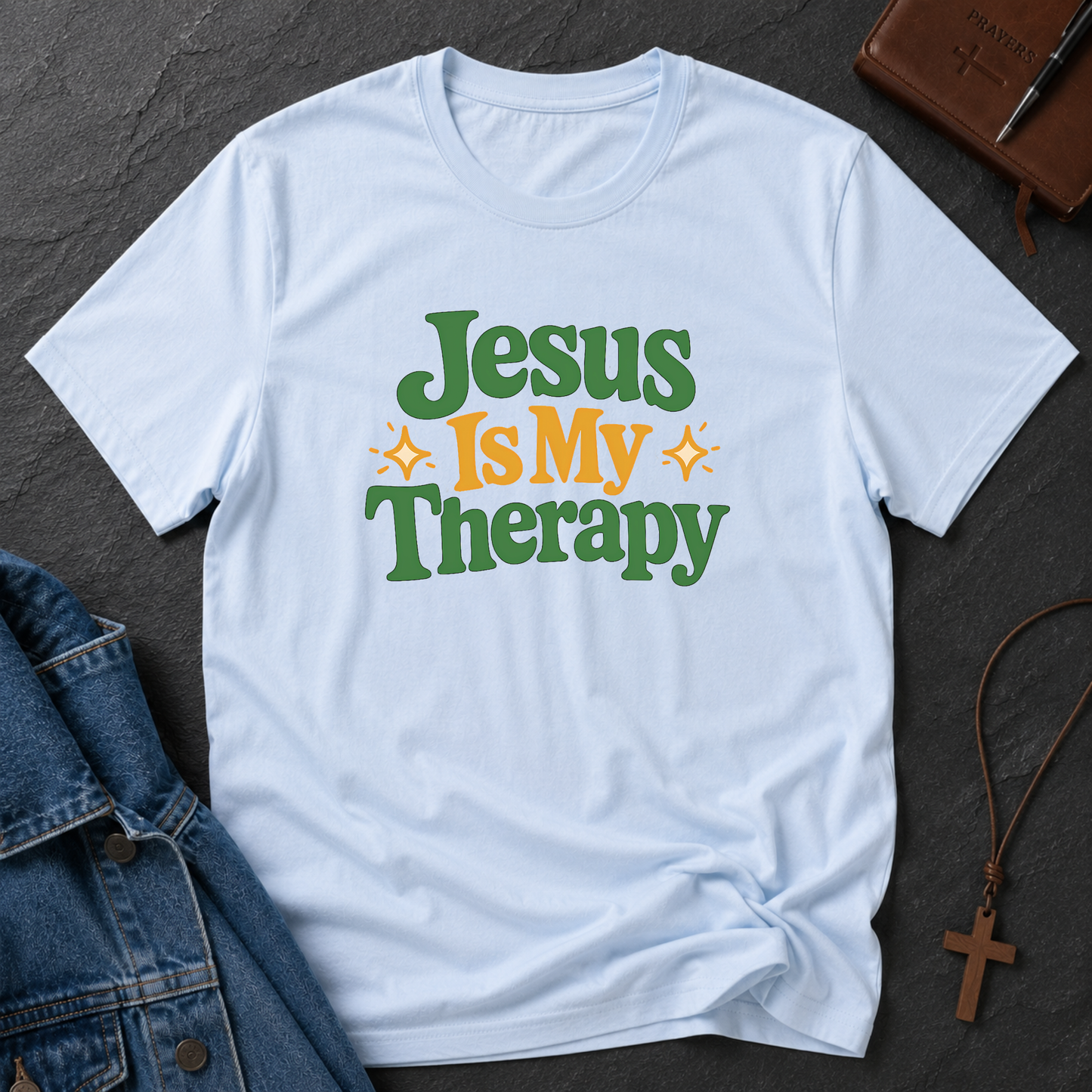Jesus Is My Therapy Christian T-Shirt | Inspirational Faith Graphic Tee | Jesus Heals Christian Apparel Breaking Bread Designs