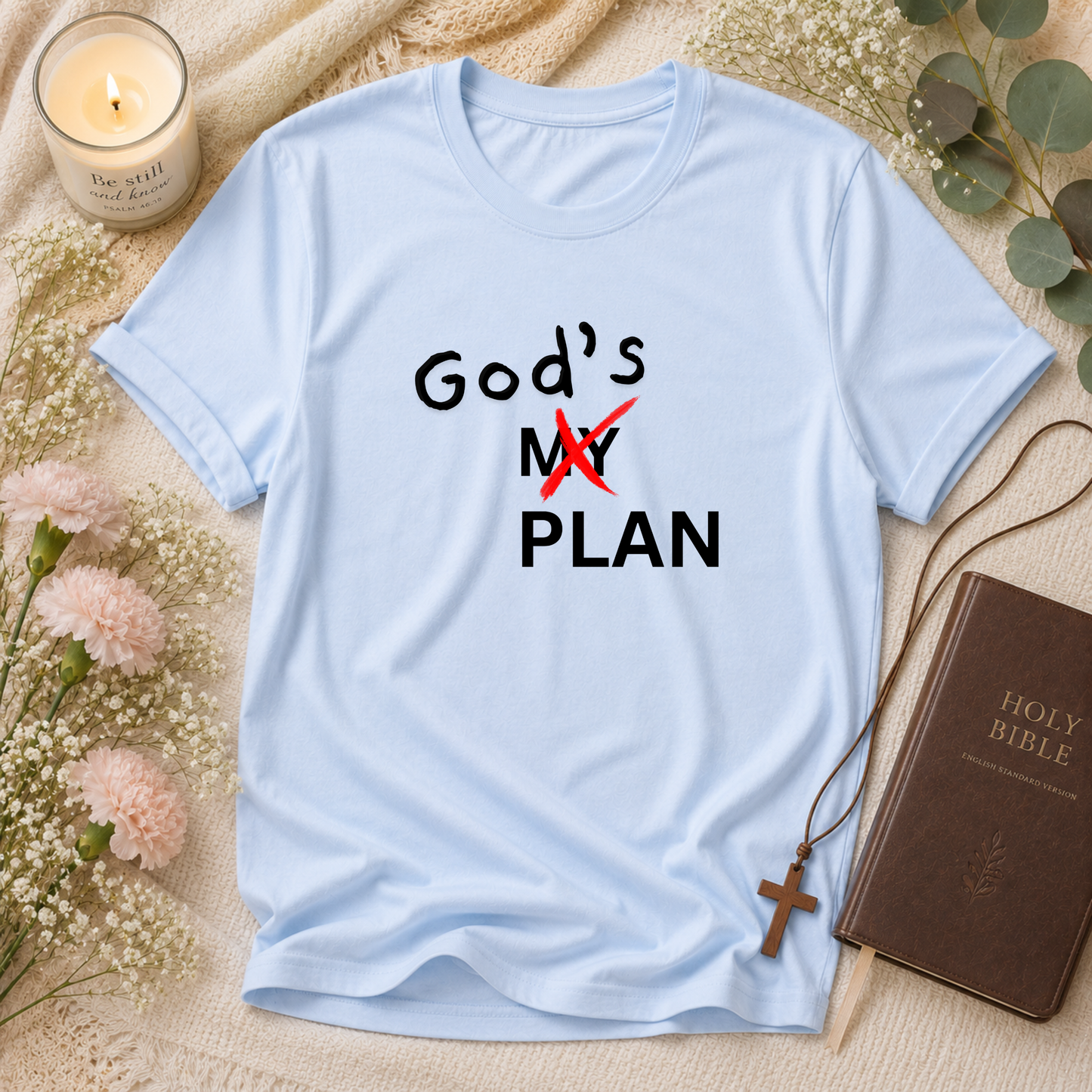 God's Plan Christian T-Shirt | Minimalist Faith Graphic Tee | Trust God's Plan Inspirational Christian Shirt Breaking Bread Designs