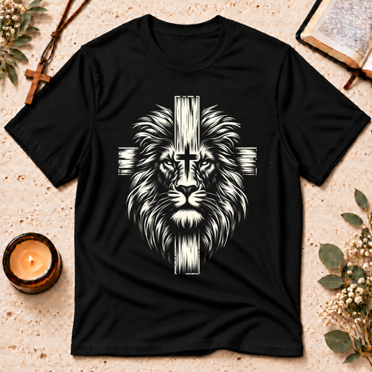 Lion of Judah Christian T-Shirt | Jesus Lion Cross Graphic Tee | Christian Streetwear Breaking Bread Designs