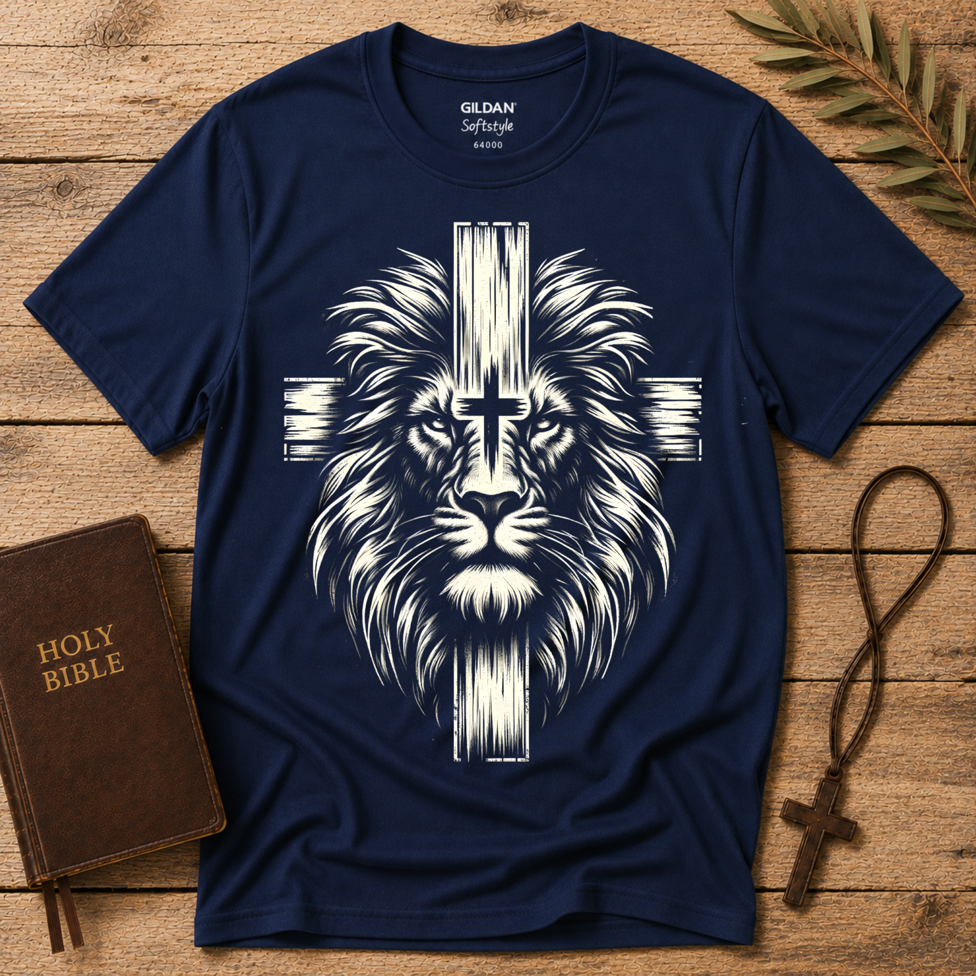 Lion of Judah Christian T-Shirt | Jesus Lion Cross Graphic Tee | Christian Streetwear Breaking Bread Designs