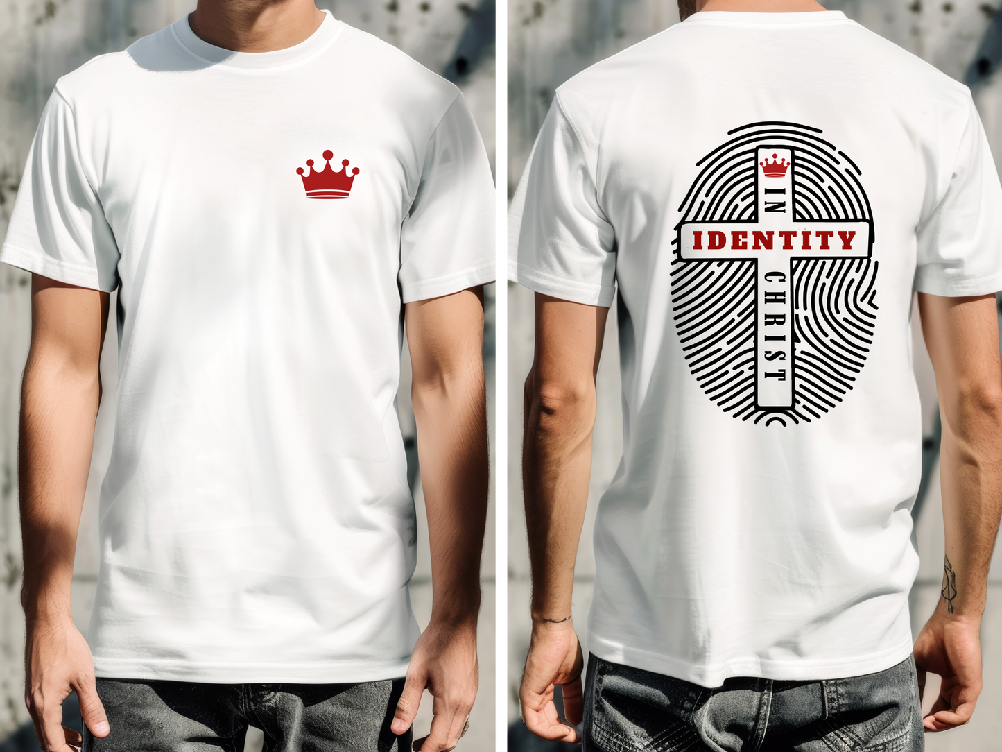Identity in Christ Cross Design with Crown – Christian Faith Typography Graphic Breaking Bread Designs