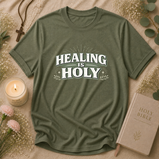 Healing Is Holy Christian T-Shirt | Inspirational Faith Graphic Tee | Christian Mental Health & Hope Shirt Breaking Bread Designs