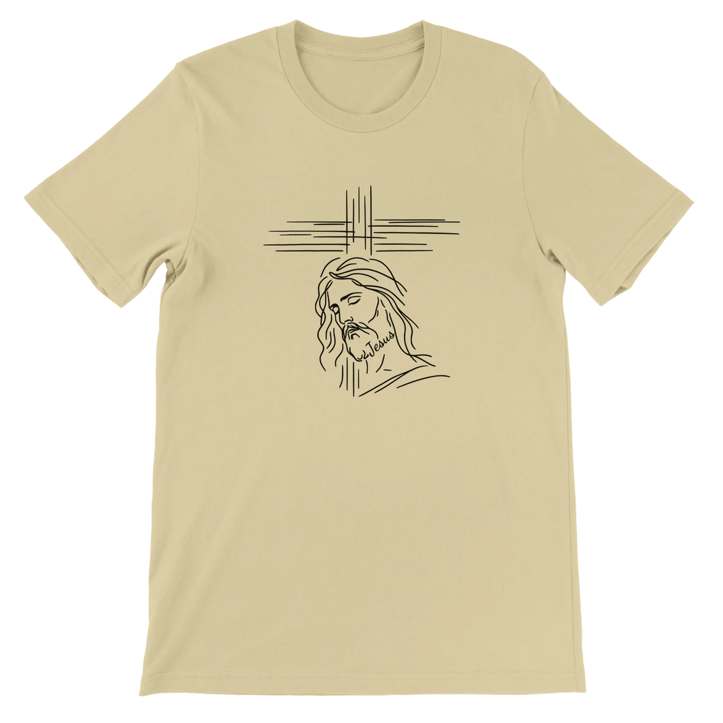 Christian Minimalist Jesus Line Art Graphic Design Natural T-Shirt – Unisex Fit - Breaking Bread Designs
