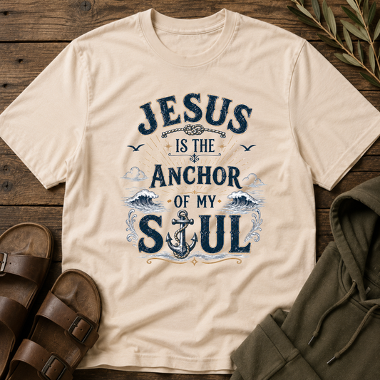 Jesus Is the Anchor of My Soul Christian T-Shirt | Nautical Faith Graphic Tee | Vintage Christian Anchor Shirt Breaking Bread Designs