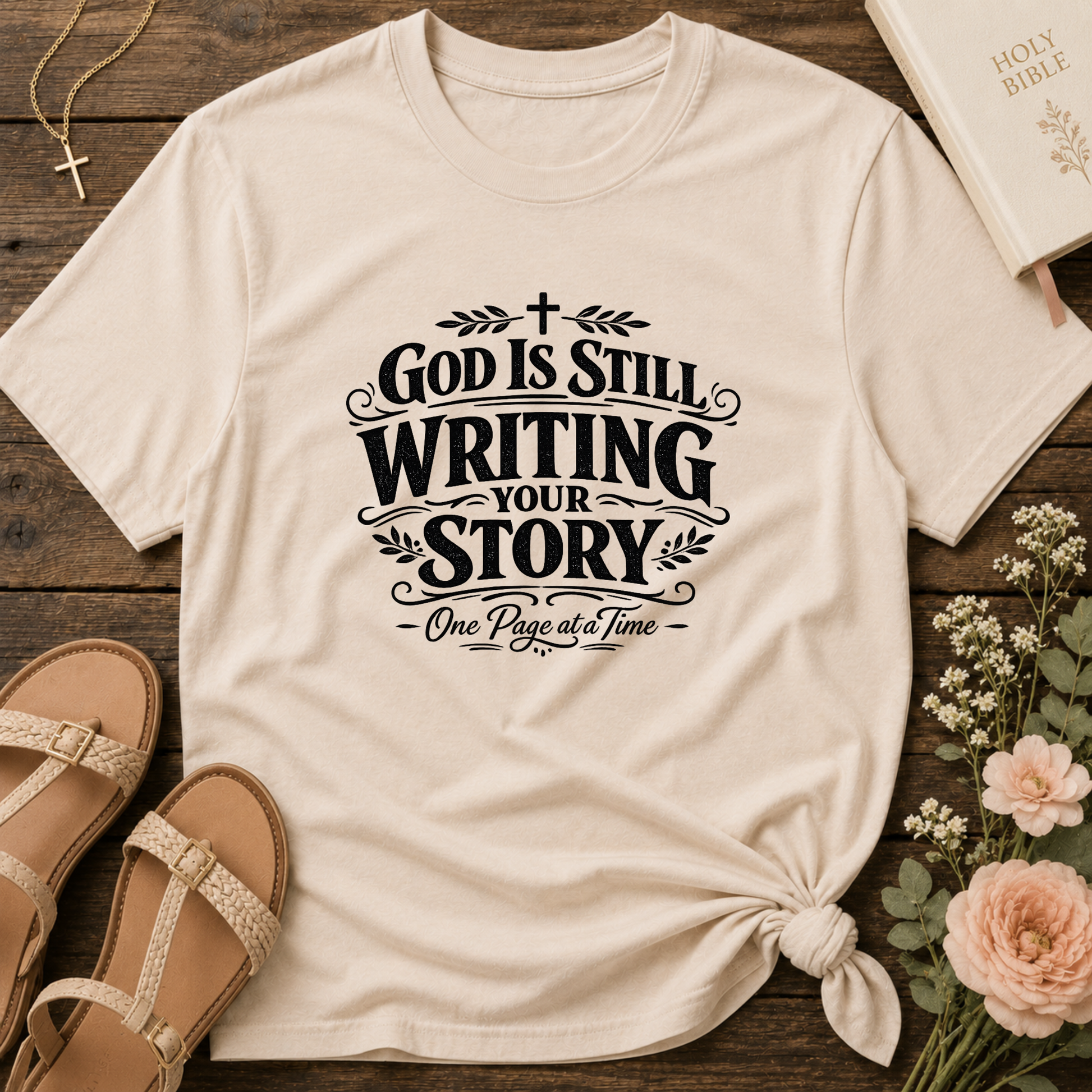 God Is Still Writing Your Story Christian T-Shirt | Inspirational Faith Graphic Tee | Christian Encouragement Shirt Breaking Bread Designs