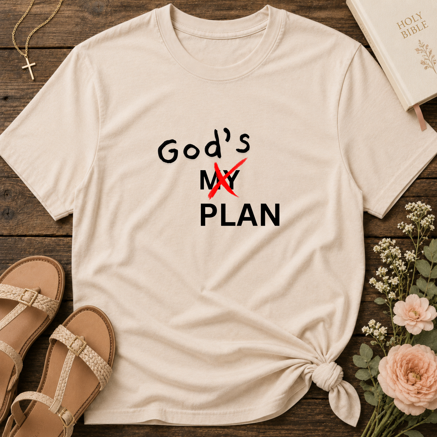 God's Plan Christian T-Shirt | Minimalist Faith Graphic Tee | Trust God's Plan Inspirational Christian Shirt Breaking Bread Designs