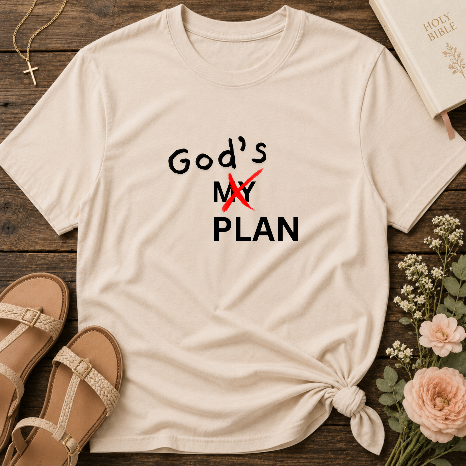 God's Plan Christian T-Shirt | Minimalist Faith Graphic Tee | Trust God's Plan Inspirational Christian Shirt Breaking Bread Designs