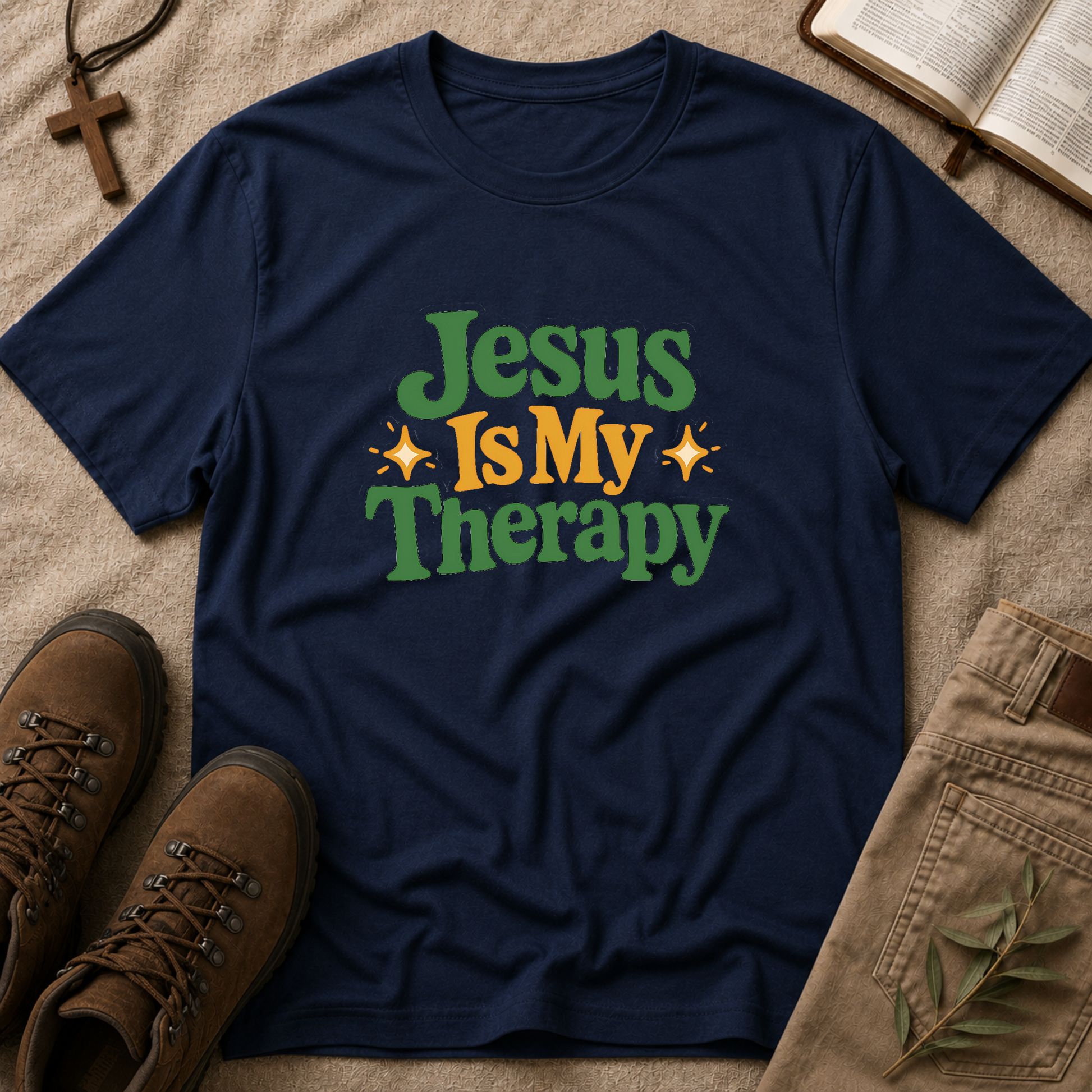 Jesus Is My Therapy Christian T-Shirt | Inspirational Faith Graphic Tee | Jesus Heals Christian Apparel Breaking Bread Designs