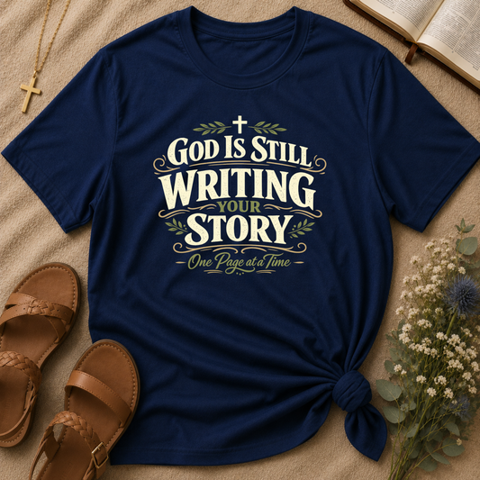God Is Still Writing Your Story Christian T-Shirt | Inspirational Faith Graphic Tee | Christian Encouragement Shirt Breaking Bread Designs