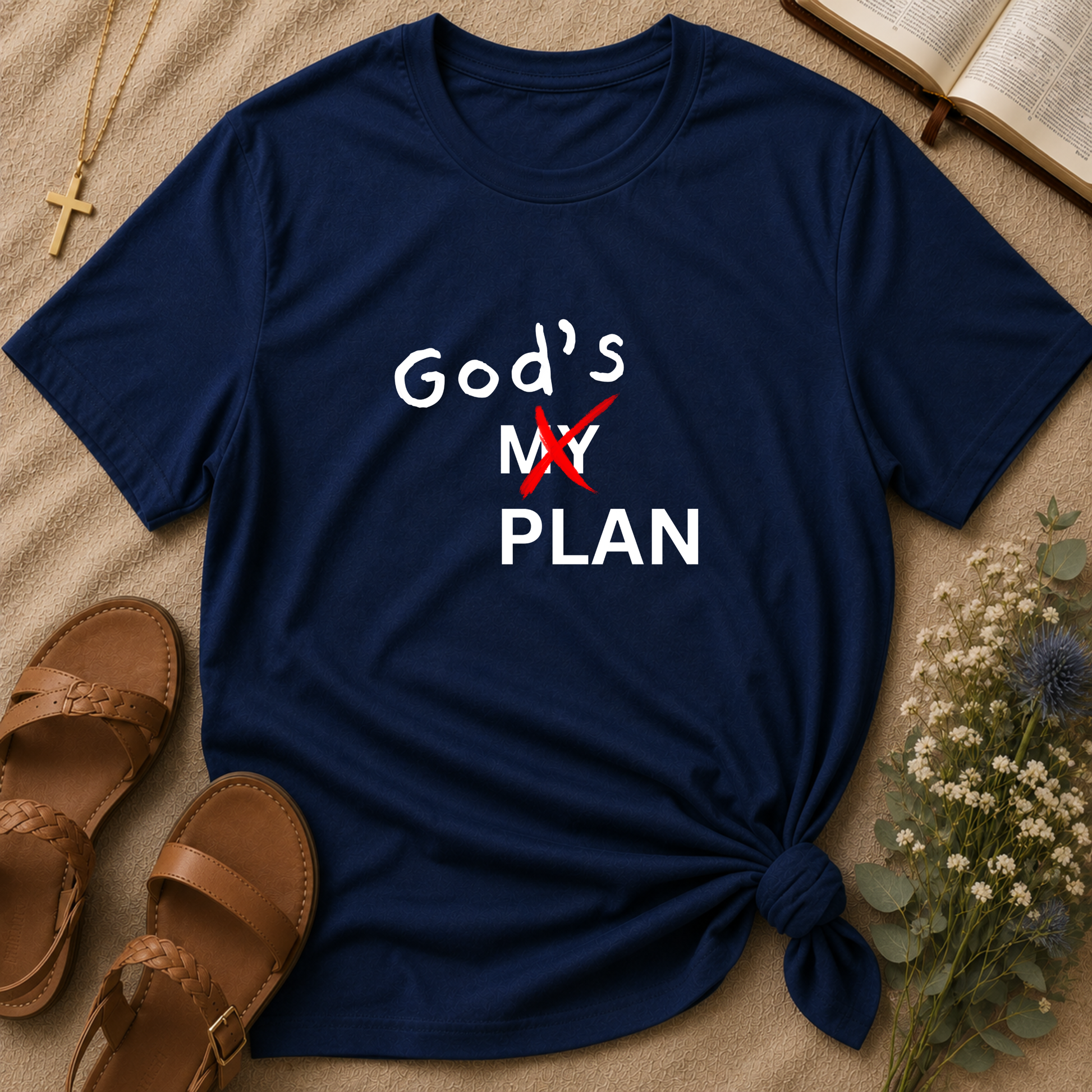 God's Plan Christian T-Shirt | Minimalist Faith Graphic Tee | Trust God's Plan Inspirational Christian Shirt Breaking Bread Designs