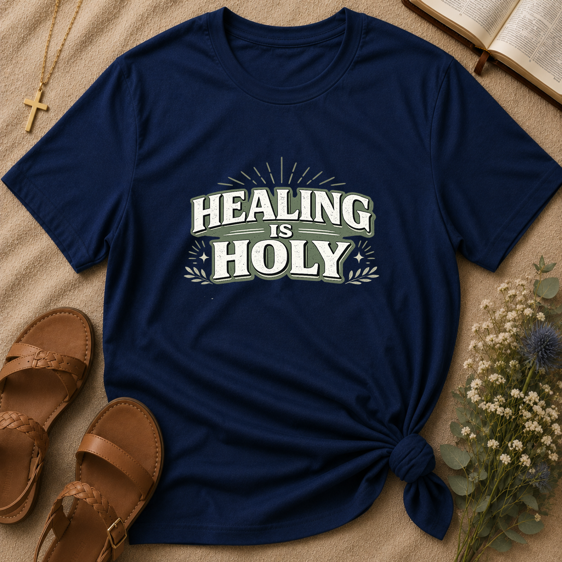 Healing Is Holy Christian T-Shirt | Inspirational Faith Graphic Tee | Christian Mental Health & Hope Shirt Breaking Bread Designs