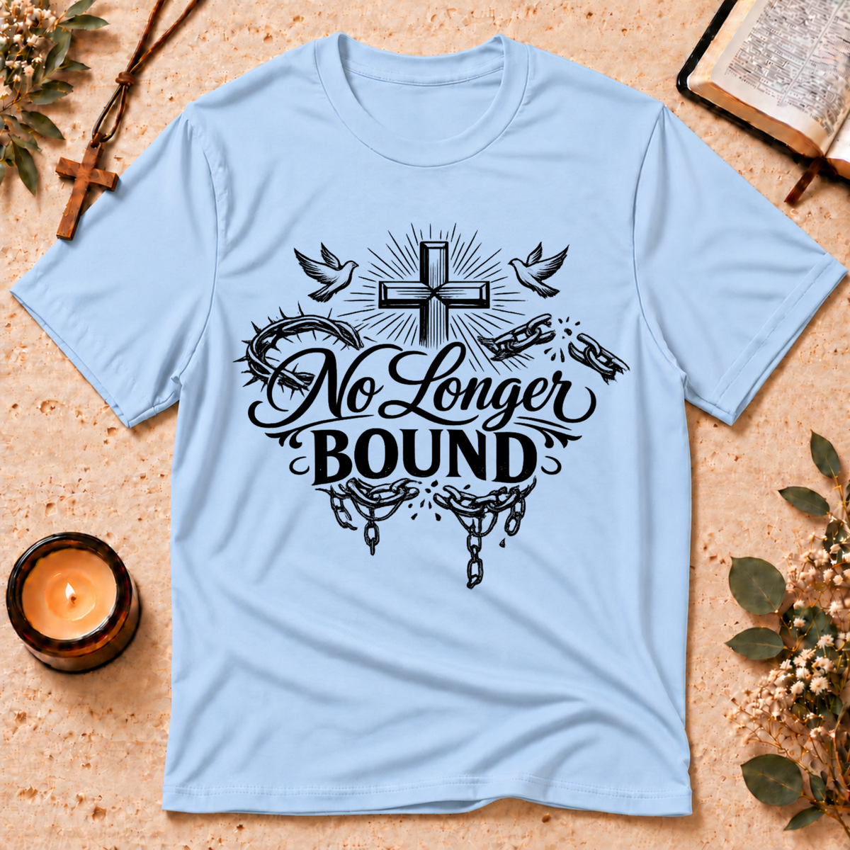 No Longer Bound Christian T-Shirt Breaking Bread Designs