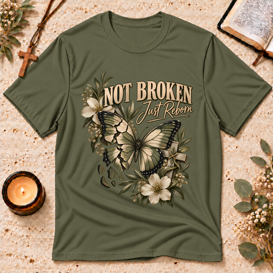 Not Broken Just Reborn Christian T-Shirt Breaking Bread Designs