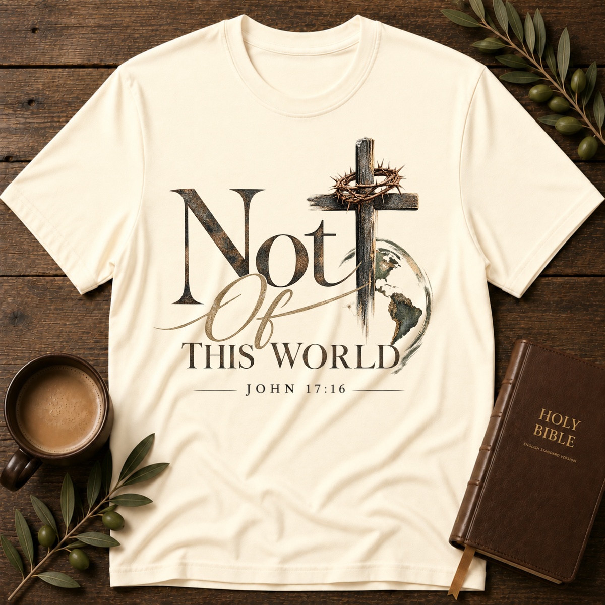 Not Of This World Christian T-Shirt | John 17:16 Faith Tee Breaking Bread Designs