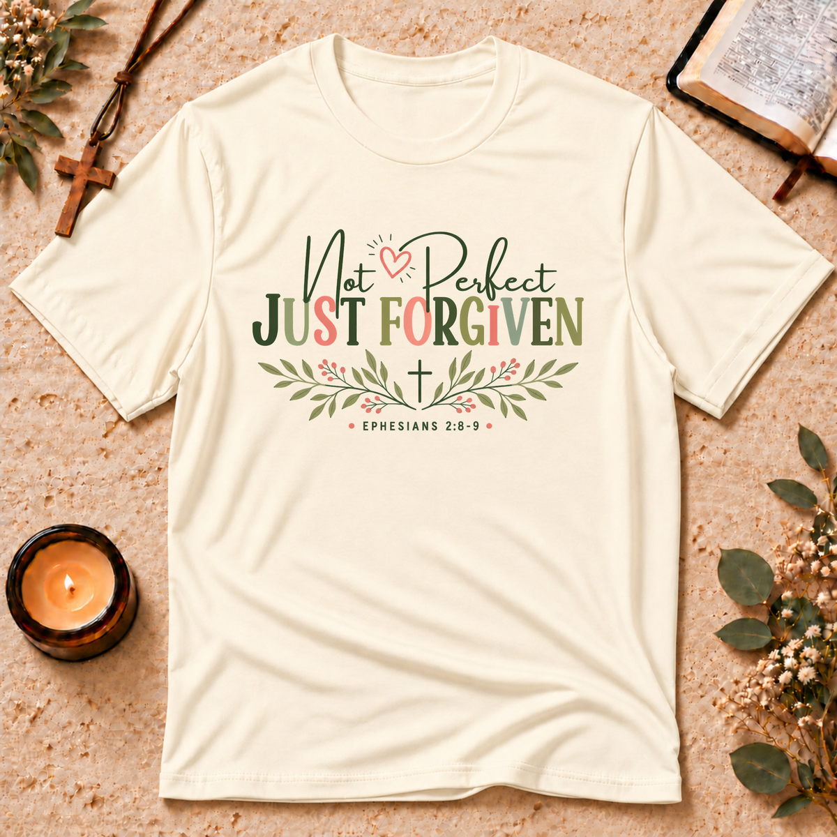 Not Perfect Just Forgiven Christian T-Shirt Breaking Bread Designs