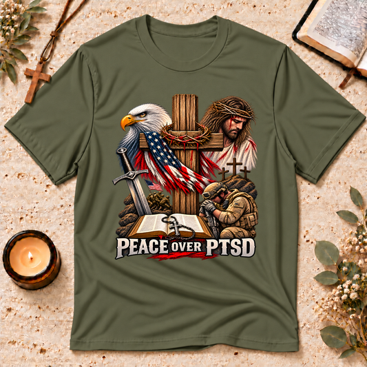 Peace Over PTSD Christian Veteran T-Shirt Breaking Bread Designs