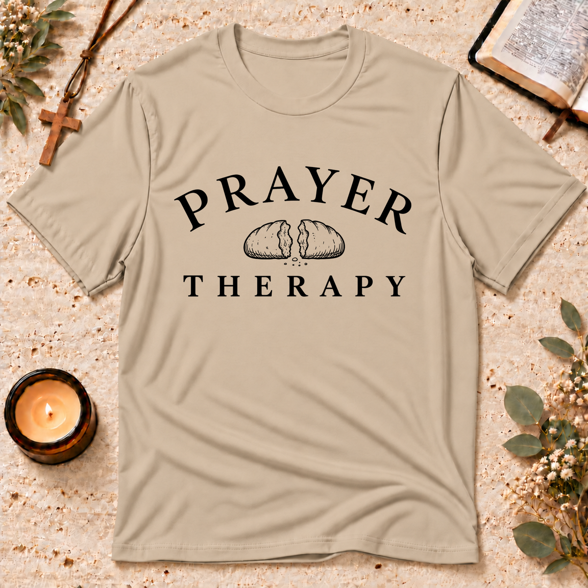 Prayer Therapy Christian T-Shirt Breaking Bread Designs