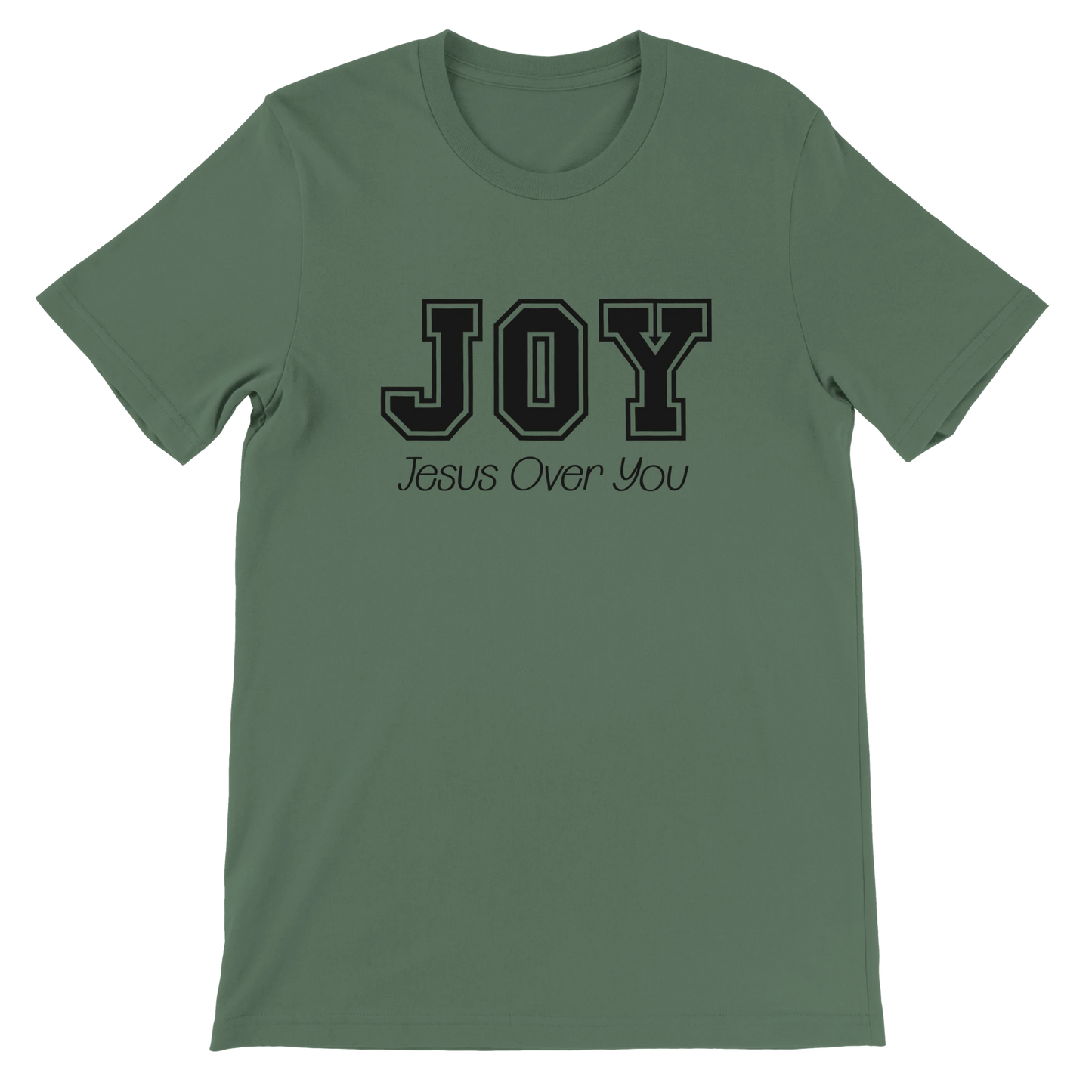 JOY Jesus Over You Varsity Text Design T-Shirt – Christian Minimalist Tee - Breaking Bread Designs