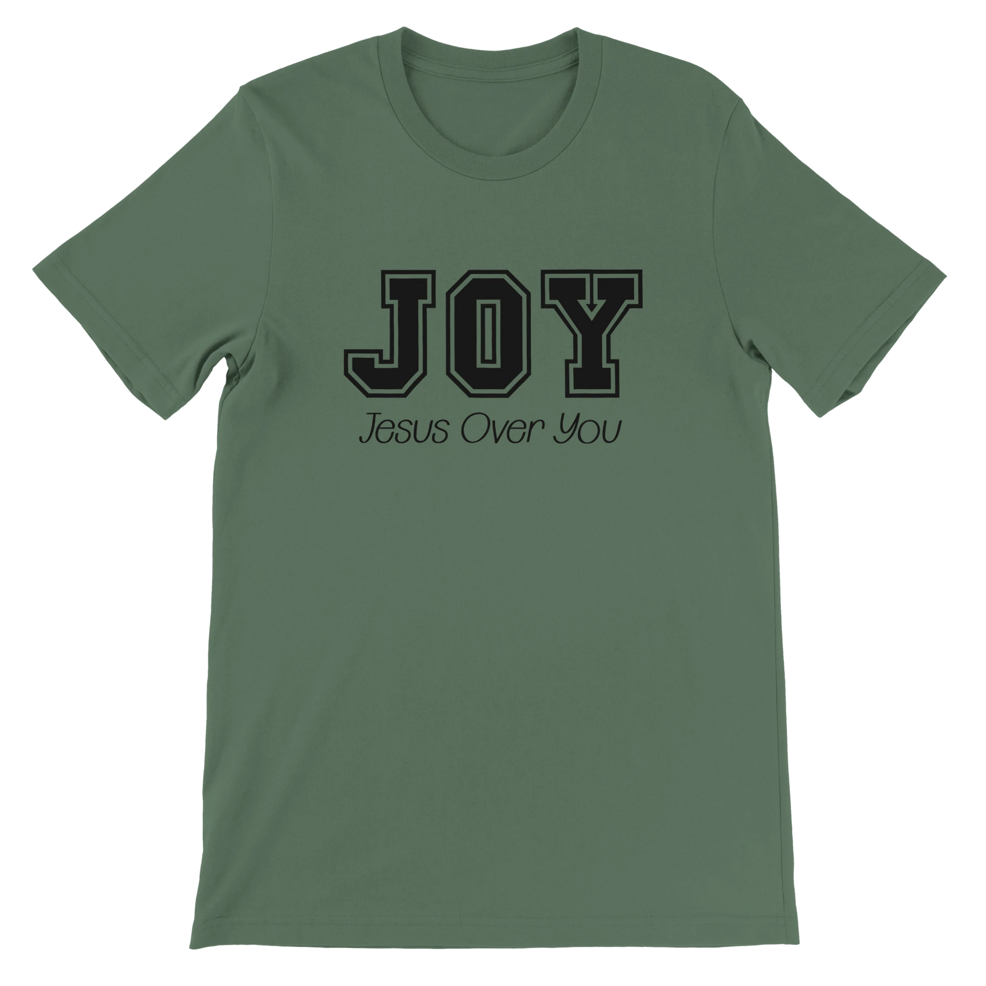 JOY Jesus Over You Varsity Text Design T-Shirt – Christian Minimalist Tee - Breaking Bread Designs