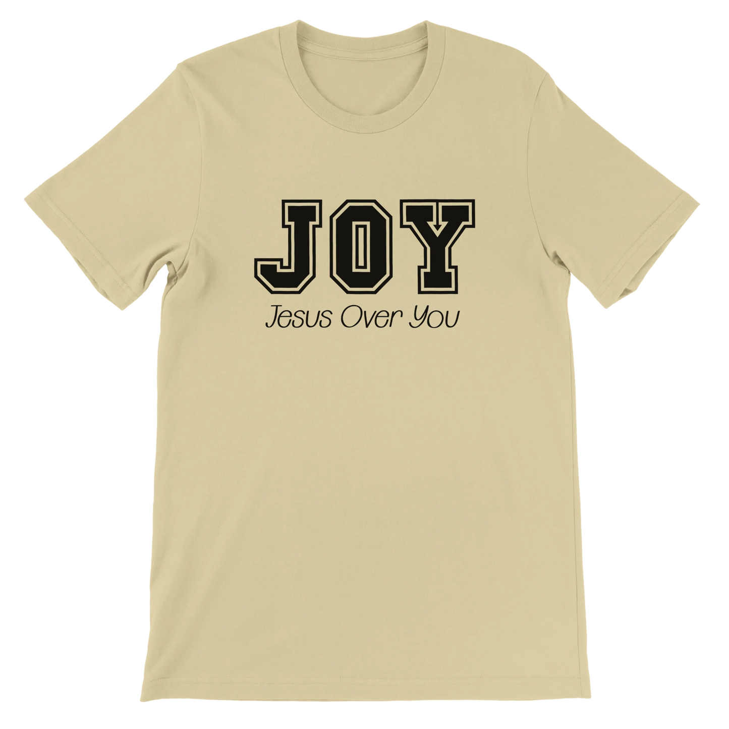JOY Jesus Over You Varsity Text Design T-Shirt – Christian Minimalist Tee - Breaking Bread Designs